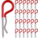 Ferraycle 25 Pcs Hitch Pin Clip Cotter Pin R Clips Trailer Cotter Hairpin Zinc Plated Spring Steel Hairpin with Vinyl Coated Grip 0.15 Inch Diameter and 3.35 Inches Long (Red)