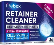 Retainer Cleaner Tablets - 36 Denture Cleaning Tablets & Aligner Cleaner - Removes Odors & Kills 99.9% of Bacteria & Stains – For Aligners, Retainers, Dentures, Night Guards - Mint Flavor