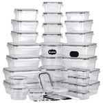 DUOJIN 68pcs Food Storage Containers(34 Containers + 34 Lids) Plastic Storage Boxes with Lid Stackable Meal Prep Containers Set Reuasable Airtight Lunch Containers Leak-Proof Kitchen Containers