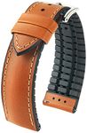 Hirsch Watch bracelet James M - Italian calf leather - sporty/breathable - ladies/gentlemen - Goldbrown - 20 mm