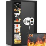 85L Extra Large Fireproof Home Safe Box with A4 Fireproof Bag, Anti-theft Fireproof Safe with LCD Digital Keypad, Spare Keys and 3 Removable Shelf, Home Safe for Money Firearm Valuables