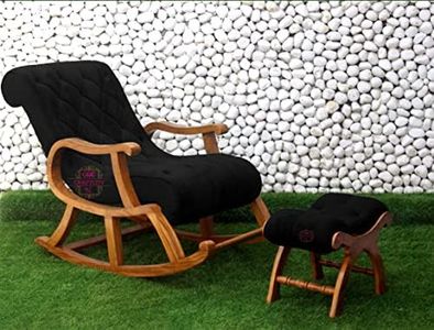 CRAFTCITY Ergonomic Rosewood Rocking Chair (Black)