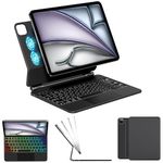 HOU 12.9'' Touch iPad Keyboard Case for iPad Pro 12.9-inch (5th, 4th and 3rd Generation), with A Floating Design, Built‑in Trackpad, Ergonomic, Backlit, Foldable and Smart Connector, Black