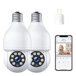 2 Pcs 2.4G WiFi Light Socket Security Camera Wireless Light Bulb Camera Outdoor/Indoor Home Surveillance Cam with 2-Way Audio, Motion Detection, Color Night Vision, Remote Access, Works with Alexa