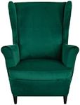 NILUOH Wingback Chair Slipcovers, Thick Coral Velvet Wing Chair Covers Sofa Slipcover Wing Back Armchair Cover Furniture Protector for Living Room Keep Warm in Winter, Dark Green