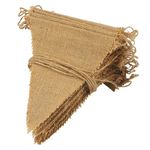 G2PLUS 12M Hessian Burlap Bunting - 48PCS Rustic Linen Bunting Flags - Outdoor Linen Burlap Banner - Natural Hessian Garlands for Garden Wedding Party Decoration