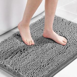 Smarcute Modern Bath Mat for Bathroom Luxury Chenille Bathroom Mat Non Slip Extra Soft and Absorbent Microfiber Shaggy Rugs Quick Dry Bath Mat Washable (1 Piece - 50cm x 81cm), Tan