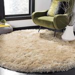 AROMICK Soft Modern Shaggy Area Rugs Fluffy Round Carpet Comfy Bedroom Home Decorate Floor Kids Playing Mat Size (3x3 Feet, Beige)