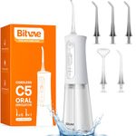 Bitvae C5 Water Flossers for Teeth, Cordless Water Flosser with 3 Modes & 5 Intensities, Water Teeth Cleaner Picksfor Teeth Cleaning, IPX7 Waterproof & Rechargeable, Portable for Travel, White