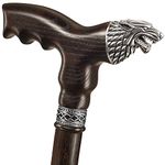 Handmade Wolf Head Cane for Men and Women - Direwolf - Fashionable Walking Stick Cool Wooden Walking Cane