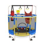 StarAndDAisy 1.4 Meter Kids Trampoline with Safety Enclosure Net,Indoor&Outdoor Trampoline for Kids, Mini Round Bounce Jumper 4.5 Foot,Great Kids Gift (UPG Yellow & Blue)