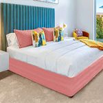 Ramesses Quilted Tailored Bed Skirt with Classic 14" Length Drop for Bedroom- Polyester Blended Thick Bed Skirt- Sagging Sense Enhanced，Anti-Wrinkle, Fade Resistant Dust Ruffle (Pink, Queen)