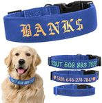 Personalized Dog Collar Stocking Stuffer - Custom Embroidered - for Medium and Large Dogs - Name, Phone or ID Number - Thick Wide Cotton Collar - Tail-Wagging Style & Durability…