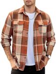 COOFANDY Mens Flannel Shirts Long Sleeve Button Down Plaid Shirt Lightweight Shirt Jacket with Pockets