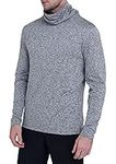 TCA Men's Warm Up Long Sleeve Training Workout Funnel Neck Thermal Running Top with Thumbholes - Quiet Shade Marl, XXL