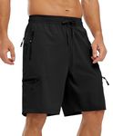 YSENTO Mens Hiking Cargo Quick Dry Shorts Lightweight Outdoor Walking Work Shorts with Zip Pockets(Black,XL)