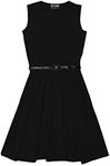 A2Z 4 Kids Girls Party Fashion Dresses with Free Belt Summer - Skater Sleeveless Black 9-10