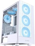 Fortrek Cruiser Mid Tower Gaming Computer Case with 3 RGB Fans, Full Acrylic Side, Magnetic Duster Filter, ATX/Micro ATX/Mini ITX, White