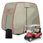 K-Musculo Golf Cart Cover 2-4 Passenger, Fits EZGO, Club Car, Yamaha, Heavy Duty 600D Waterproof Windproof Sunproof Outdoor All-Weather Polyester (Khaki)