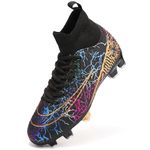 PiDaGlobal Boys Football Boots Kids Girls Firm Ground Soccer Shoe Astro Turf Trainers Athletics Sport Shoes Teenager Profession Competition Indoor Outdoor Club Sneaker Unisex 1UK Black