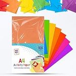 A4 Coloured Paper 100 Activity Sheets Pad Activities Projects Art & Craft Drawing Sketching Folding Multi-Colour Suitable for All Age of Kids 60gsm Variety of Colours Card 29.5x21cm (Pack of 1)