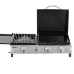 Dellonda 2+1 Burner Portable Gas Plancha/Grill 8.5kW Hot Plate BBQ Griddle, Stainless Steel - DG276