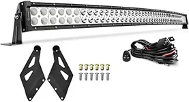 YITAMOTOR 50 Inch Curved Offroad LED Light Bar Compatible with 2002-2008 Dodge Ram 1500/2003-2009 Ram 2500/3500 with Upper Windshield Mounting Bracket + 12V Wiring Harness for led Light bar