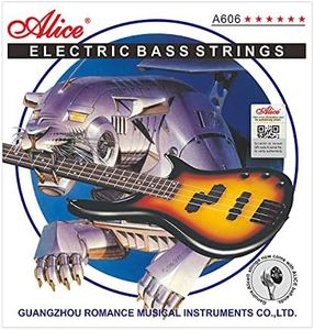 Alice Electric Bass Guitar Strings 5 - String Set A606 Medium .045-.130, Nickel Alloy Winding Strings with Nickel-Plated Ball-End for Electric Basses(1set)
