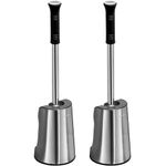 simpletome Toilet Brush with Quick Dry Holder, More Efficient Bristles, Stainless Steel+ABS (2PCS, Black)