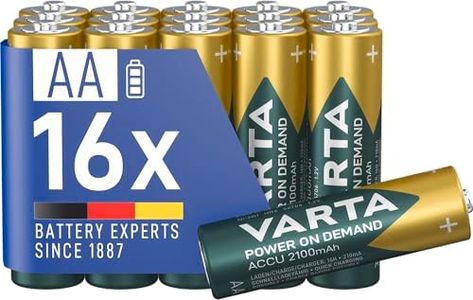 VARTA 16 x AA Rechargeable Batteries Power on Demand 2100mAh Ni-MH Pre-Charged Ready to Use