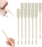 2-in-1 Nasal Hair Cutter, 360° Rotating Double Sided Nose Hair Removal Tool Mini Noses Hairs Removers Tools Nose Hair Clipper with Ear Picker for Women and Men (Beige, 12pcs)