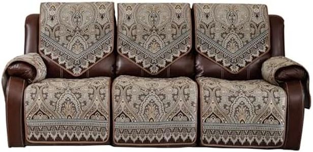 LUFEIJIASHI Waterproof Recliner Sofa Covers Non-Slip Recliner Couch Covers for 2 seat, Split Washable Jacquard Reclining Couch Covers Furniture Protecto (FLKF-Brown, 3 Seater)