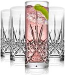 Godinger Tall Beverage Glasses Collins All Purpose Drinking Glasses- Dublin Collection, SET OF 4