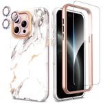 SHEDEER for iPhone 15 Pro Max Case with Camera Protector+Screen Protector+Bumper for iPhone 15 Pro Max Anti-Yellowing Stylish 360 Degree Protection Shockproof Cover for iPhone 15 Pro Max 6,7'' Marble