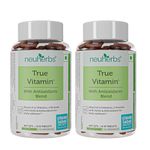 Neuherbs True Vitamin for men and women with Antioxidant & herbs blend (Vitamin C, Zinc,Vitamin D3, Ginseng Extract, Pomegranate fruit Extract ) for Energy, Stamina & Immunity, Muscle function, 60 Tablets - Pack of 2