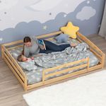 Ocodile Full Size Montessori Floor Bed for Kids - Strong Slatted Bed Frame with Full Rails - Ideal for Little Girls and Boys (Varnished)