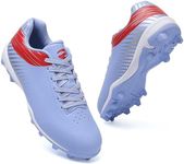 BKWHDAY Softball Cleats for Women Baseball Shoes Molded Rubber Spikes Turf Dirt Fields Lightblue