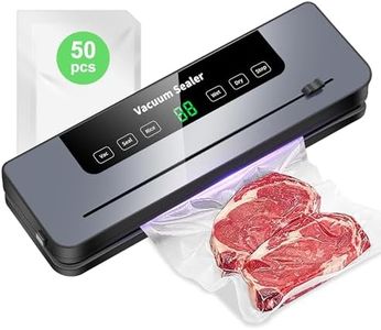 Vakuumiergerät, 7 in 1 Vakuumierer für Lebensmittel mit 50 Vakuumierbeutel, Vakuumiergerät Profi mit Cutter und Digitalem Countdown, Ideal für Küche und Restaurant Lebensmittelkonservierung