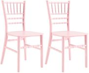 JOON 2 Pack Kids Tiffany Chiavari Chairs, 25x13x14.5 Inches, Polycarbonate, 12.75” Seat Height, Elegant & Stackable Design, Comfortable, for Toddler Parties, Playroom, Daycare, Home (Pink)