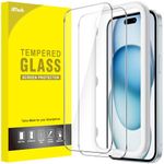 JETech Screen Protector for iPhone 15 Plus 6.7-Inch, Bubble Free, Tempered Glass Film with Easy Installation Tool, Case-Friendly, HD Clear, 2-Pack