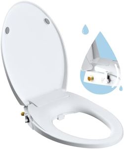 Hibbent Bidet Toilet Seat,Bidet Toilet Attachment,Elongated Toilet Seat with Separated Self Clean Knob,Bidet Parts,Non-Electric Dual Nozzles,Bidet Sprayer,ON/OFF Metal T Adapter Included (SC206)