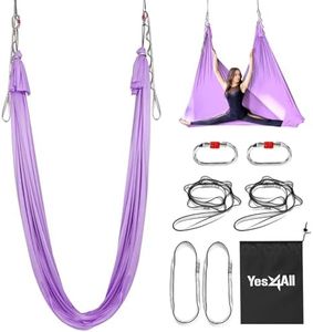 Yes4All Soft Tricot Fabric Aerial Yoga Hammock/Aerial Silks for Home Yoga, Increasing Strength, Flexibility and Balance, Suits All Levels (Complete kit included), A. Lavender