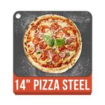 Chef Pomodoro Pizza Steel for Oven 14 Inch 1/4 Inch Thick, Baking Steel for Oven, Grill, Sourdough Bread, Baking Stone for Oven with Lifting Holes 14" X 12" (35.6 x 30.5 cm)