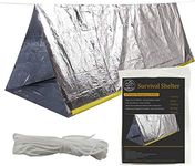 Emergency Tent, 2-Person 8’ X 5’ Waterproof Mylar Thermal Survival Shelter Tube Tent for Hiking Camping (Silver)