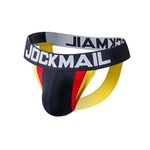 JOCKMAIL Mens Jockstrap Underwear Wide Belt Athletic Supporter Mens Thongs Sport Underwear Jock Strap, 212black, Medium