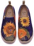 UIN Women's Slip Ons Canvas Lightweight Flats Sneakers Walking Casual Loafers Comfortable Art Painted Travel Shoes Sunflower II (8)