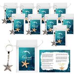 Smiling Wisdom - 10 Bulk Sets - Employee Staff Appreciation 3.5x5 inch Greeting Cards and Matching Keychain Gifts - Women, Men - (30 Pieces) (Teal Cards - Silver Starfish KC)