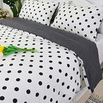 FADFAY Twin XL Duvet Cover 100% Polka Dots Patterned Duvet Cover College Bedding Dorm Room Black and White Modern Bedding Soft School Student Circle Reversible Grey 3Pcs, Twin Extra Long