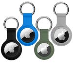 SQUIF Airtag Silicone Case Protective Cover for Airtag Case Locator Tracker Anti-Lost Device Keychain Protection (Black_Blue_Grey_Green)