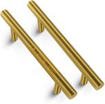 Mega Handles 35 Pack I Cabinet Pulls 7.38 Inch, Stainless Steel Cabinet Handle Pulls I Ideal for Kitchen Drawer, Cabinets, Door, Cupboard I Hardware for Cabinets - Hole Distance 5 Inch - Satin Brass